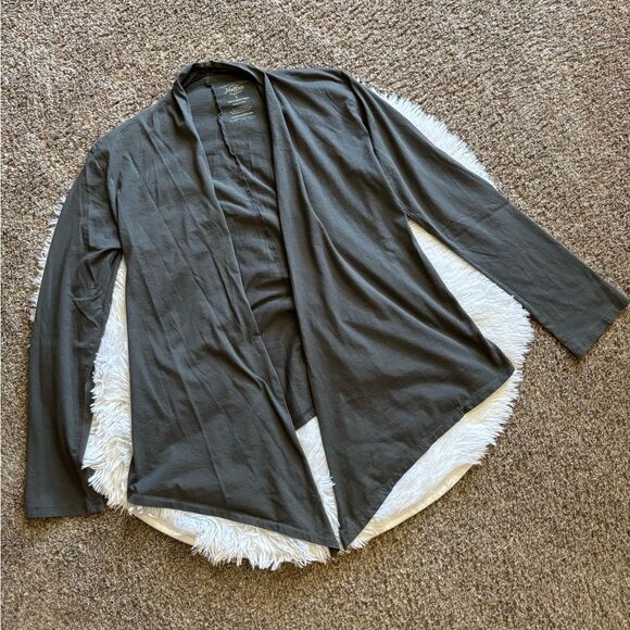 Maggie’s Organics Lightweight Cardigan Open Front Gray Womens Large Fits Small - Picture 1 of 4